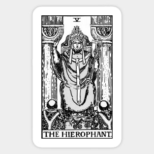 V. The Hierophant Tarot Card | Black and white Sticker